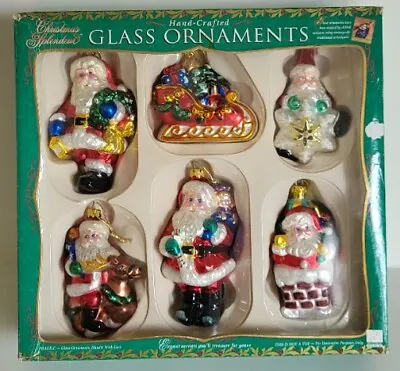 Vtg Handpainted Glass Christmas Ornament Brass Key Collectibles  Set Of 6 In Box • $30