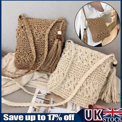 Straw Weaving Shoulder Bags For Women Tassel Beach Crossbody Bag Messenger Bag • £6.14