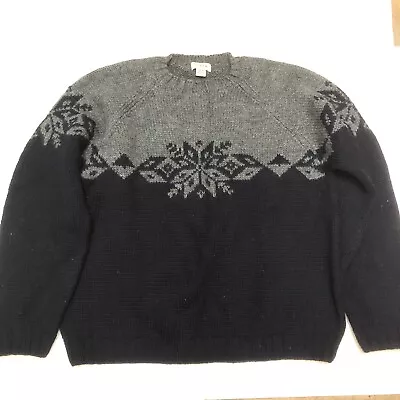 Vintage Gap Sweater L  Men’s Wool Fair Isle  Snowflake 90s Heavy Thick Blue Ski • $22