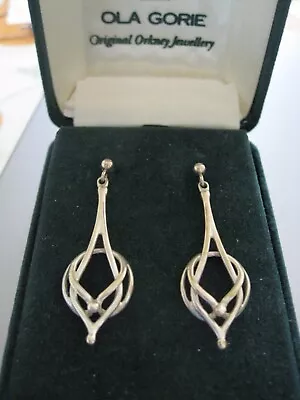 Ola Gorie Scottish Designer Silver Nouveau Drop Earrings Original Box Omg Orkney • £95