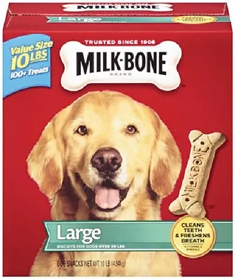 Del Monte 7910092502 Milk Bone 10 LB Large Dog Biscuits  100 Plus Treats • $41.90