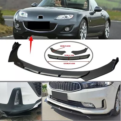 Add-on Universal Front Lip Splitter Spoiler Glossy Black Fit For Mazda MX-5 • $63.99