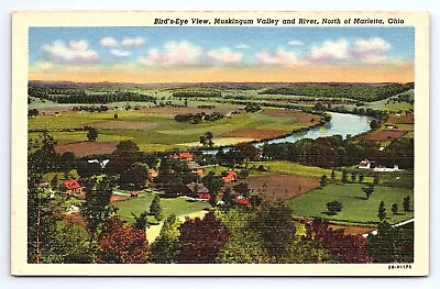 Postcard Bird's Eye View Muskingum Valley River Marietta Ohio OH • $4.75