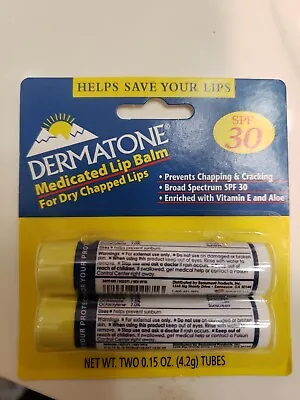 Dermatone Medicated Lip Balm And Sunblock SPF 30 -TWO- 0.15 Oz • $8.99