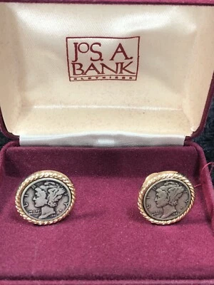 $24.99 • Buy JOS A BANK  MERCURY DIMES 1941 And 1943 Cufflinks