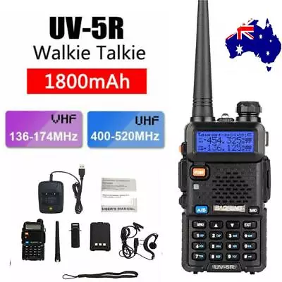 Portable Walkie Talkie 5W VHF UHF Dual Band Handheld Two Way Radio 1800MAH AUS • $40.99