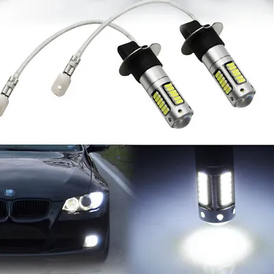 2pcs White Xenon Super Bright 4014-SMD H3 LED Bulbs Fits Fog DRL Daytime Lights • $10.99