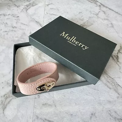 £160 Auth Mulberry Bayswater Leather Bracelet Pale Pink Size S New + Gift Box • £80