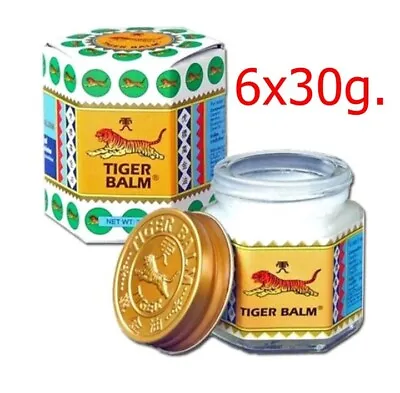 6x30g White Tiger Balm HR Thai Ointment Muscular Aches Pain Relief • $56.40