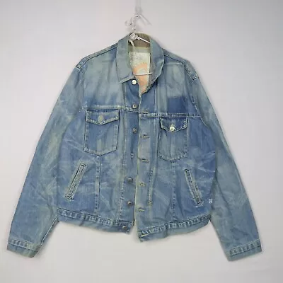 Ksubi Mens Denim Jacket XL Light Blue Collared Button Up Long Sleeve 90s Vintage • $39.99