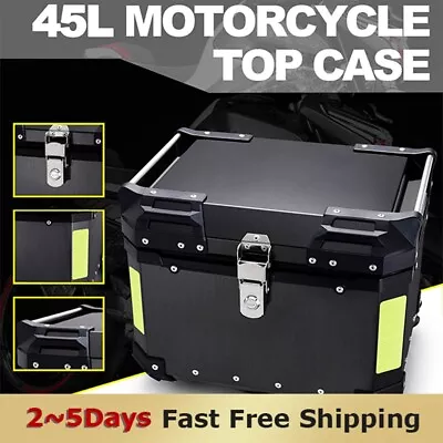 45L Balck Motorcycle Luggage Waterproof Tail Box Scooter Trunk Storage Top Case • $119