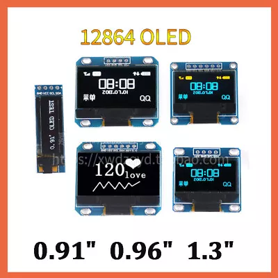 0.96 Inch / 1.3 Inch IIC SPI Serial 128X64 White OLED LCD LED Display Module • $4.29