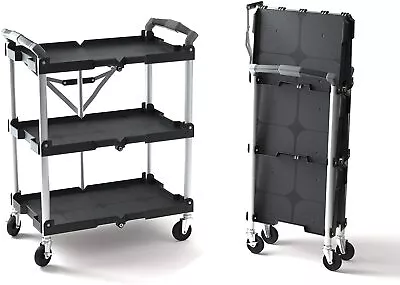 Pack N Roll Folding Service 150 Lb Capacity 3 Shelf Utility Cart Portable Black • $110.24