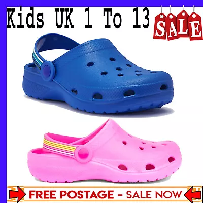 Kids Infant Beach Clogs Boys Girls Sandals Shoes Breathable Crocs UK Size 1-13 • £7.99