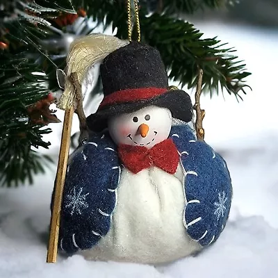 Vintage Traditions Rolypoly Felt Christmas Snowman Figurine Ornament Top Hat • $8.99