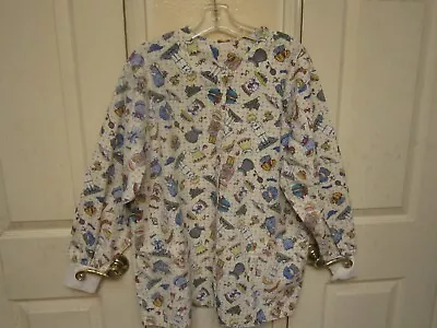 Mary Engelbreit Paper Dolls Printed Fabric Womens Scrub Jacket MEDIUM NWOT CUTE! • $18