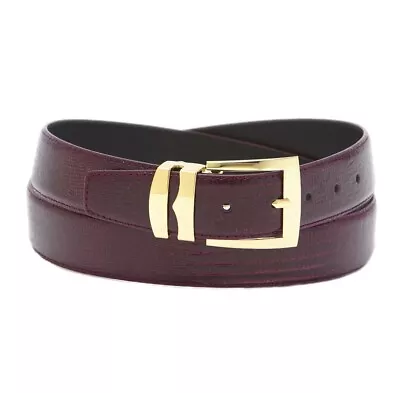 Men's Wide Bonded Leather Belt In Colors LIZARD Skin Pattern Gold-Tone Buckle • $18.95
