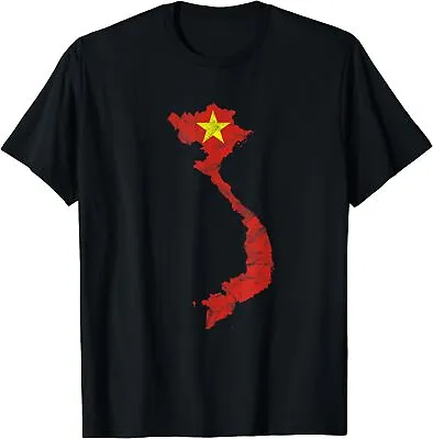 NEW LIMITED Vietnamese Flag Map Silhouette Outline Travel Asia Vietnam T-Shirt • $18.99