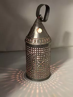 Primitive Pierced Punched Tin Candle Lantern Rustic Style Display • $79.99