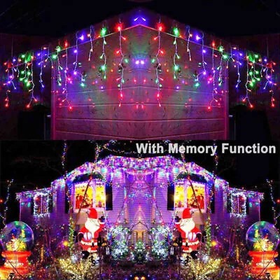$13.69 • Buy Curtain Icicle Lights Wedding Party 96 LED Fairy String Christmas Indoor Outdoor