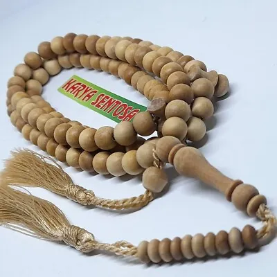 Natural Sandalwood Islamic Prayer Beads Misbaha Tasbih Rosary 99 Beads Handmade • $27.88