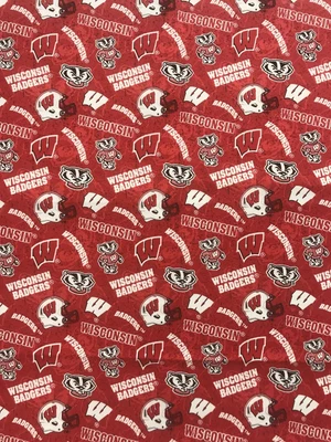 £7.85 • Buy UNIVERSITY OF WISCONSIN BADGERS Fabric 1/4 1/2 1 Yard ~100% Cotton~ 42 In Wide