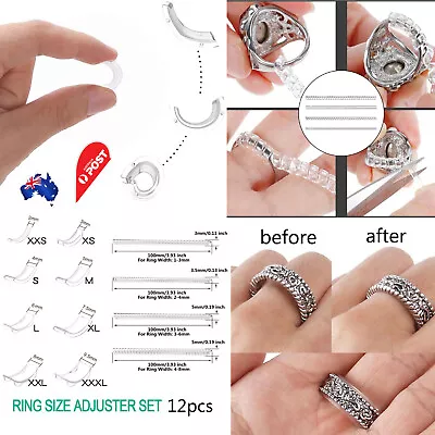 12pcs Invisible Tightener Ring Size Reducer Resizing Adjuster Jewellery Tool AU • $4.70