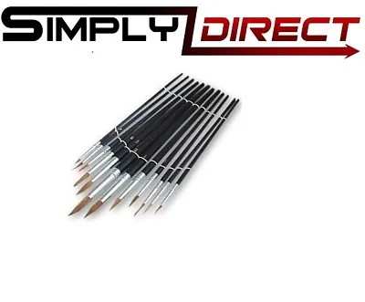 12 X POINTED ARTIST BRUSH SET Small/Large Art Paint Brushes Thin/Thick Detailed • £3.35