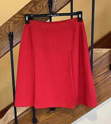 St.John Couture Marie Gray/Knit Red Skirt/pleated/sz. 6 Women’s • $36.99