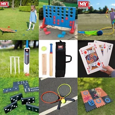 Outdoor Garden Games Summer BBQ Parties Kids Family Jenga Skittles Cards Cricket • £8.49