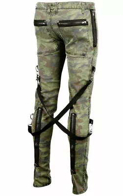 Tripp Skinny Jeans Gothic Camo Chaos Apocalyptic Goth Punk Rebell Pants Strap • $89.99