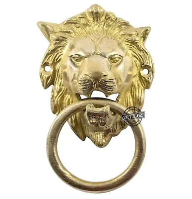 Door Knocker Brass Vintage Look Gate Bell Home Décor Lion Head Collectible Knock • $60.50