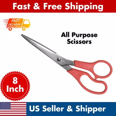 8  All Purpose Scissors Paper Crafts Stainless Steel Straight Scissor Shears Red • $3.79