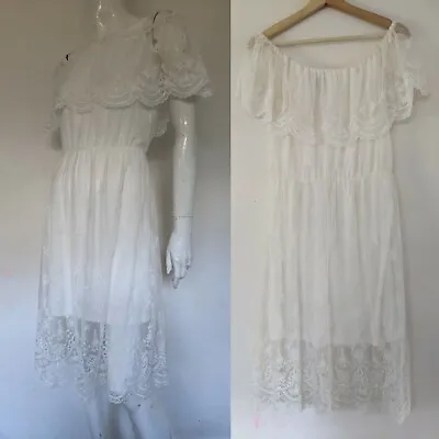 $25 • Buy Forever New Sz 10 White Lace Off Shoulder Dress