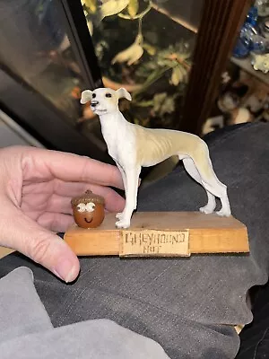 Vintage Greyhound Ceramic? Figure On A Wood Stand That Says Greyhound But • $24.60