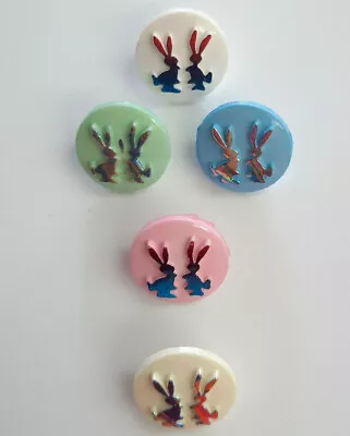 Novelty Buttons Iridescent Rabbit 14mm Shank Button Baby 5 Colours -15% Multibuy • £2.95