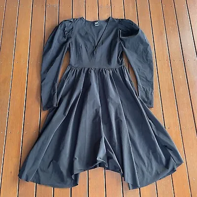 $35 • Buy Zara Size M Black Smock Dress Business Casual Puff Sleeve Business Cocktail