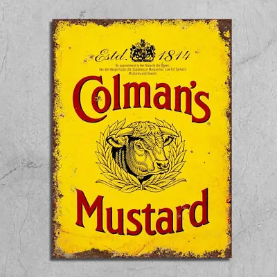 £4.99 • Buy Metal Signs Plaques Vintage Retro Style Colman's Mustard Advert Kitchen Cafe