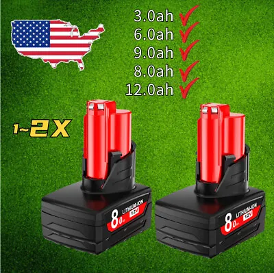 For Milwaukee Battery 8.0 M12 LITHIUM Cordless XC Compact 48-11-2460 48-11-2460 • $21.99