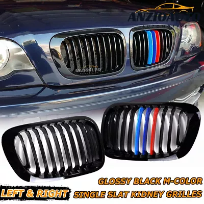 Gloss Black W/ M Color Kidney Grill Grille For BMW E46 Coupe 325Ci 330Ci 99-02 • $35.98