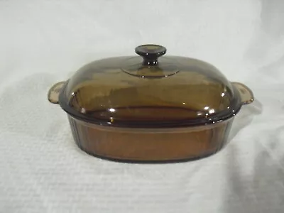 Corning Visions 4L Oval Roaster Dutch Oven With Lid Amber USA • $19.99