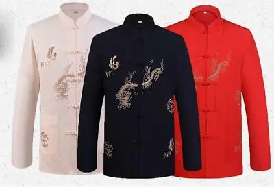 Summer Long Sleeve Traditional Chinese Tang Fu Top Men Kung Fu Tai Chi Clothes • $17.02