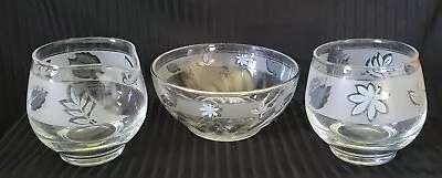 Libbey Frosted Silver Leaf Foliage Sugar/Creamer/Bowl Vintage MCM   • $12.99