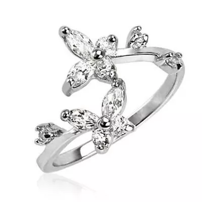 925 Sterling Silver Toe Ring Butterfly Clear Cubic Zirconia Size Adjustable • $17.99