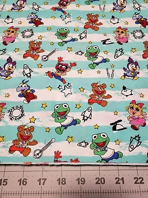 Half Yard FABRIC MUPPET BABIES PLAYING KERMIT MISS PIGGY GONZO BTHY 100% COTTON • $5