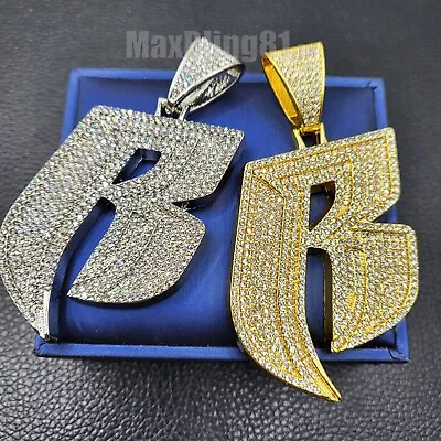 Ruff Ryder R Large Charm Pendant Iced Cubic Zirconia Hip Hop Rapper Jewelry • $17.99