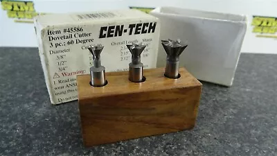 Nice! 3pc Precision 60° Hss Dovetail Cutter Set 3/8  1/2  & 3/4  +holder • $9.95