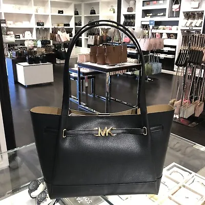 Michael Kors Reed Large Tote Shopper Shoulder Handbag Leather Bag Black Leather • $126