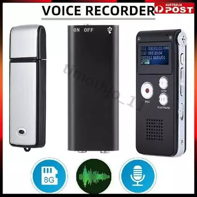 Digital Voice Recorder Audio 8GB Recording Voice Activated Dictaphone Player AU • $21.84