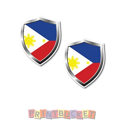 $4.22 • Buy Philippines Flag Shield Sticker 90mm Twin Pack Quality Water & Fade Proof Vinyl